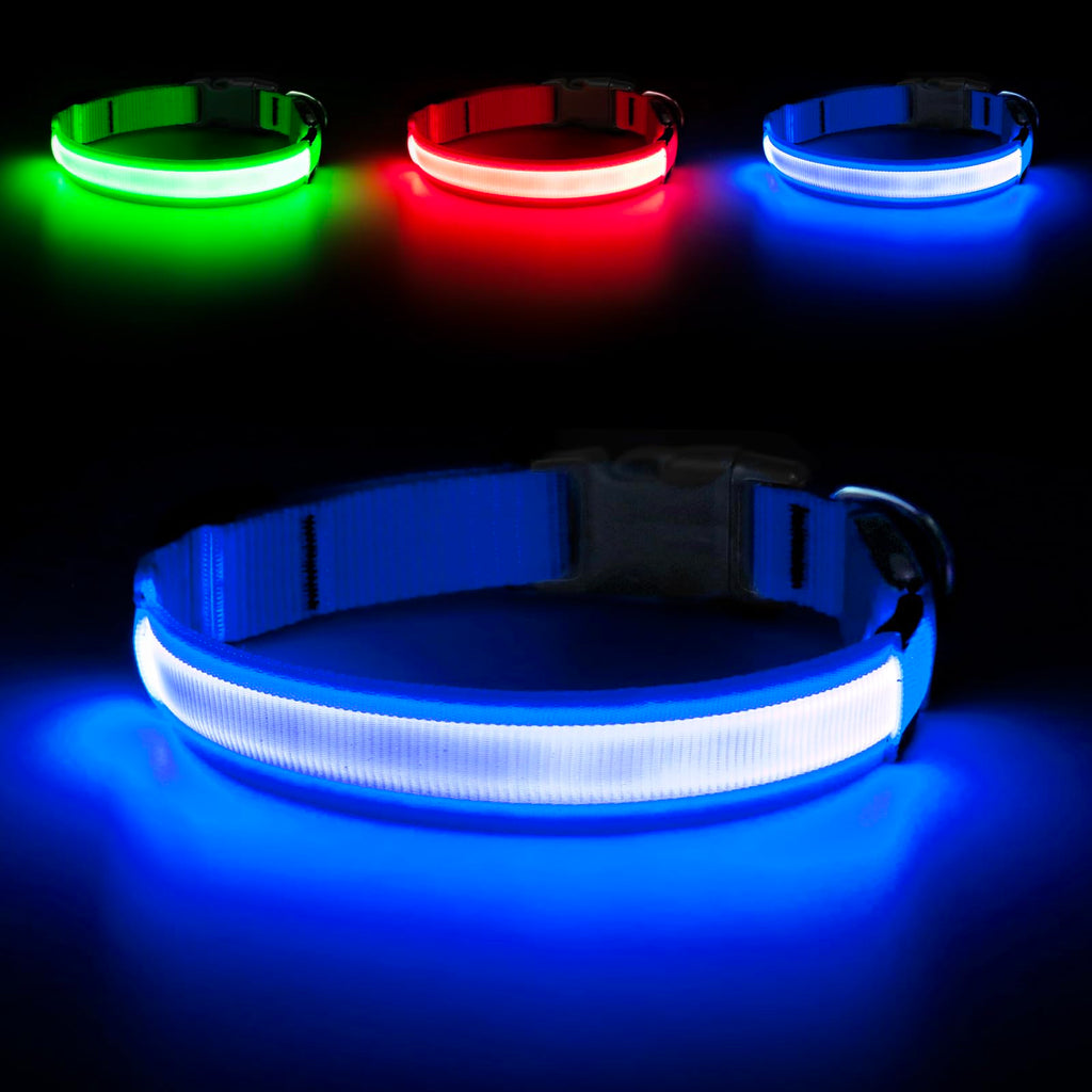 USB Rechargeable LED Dog collar - Reflective & Waterproof great for night walks
